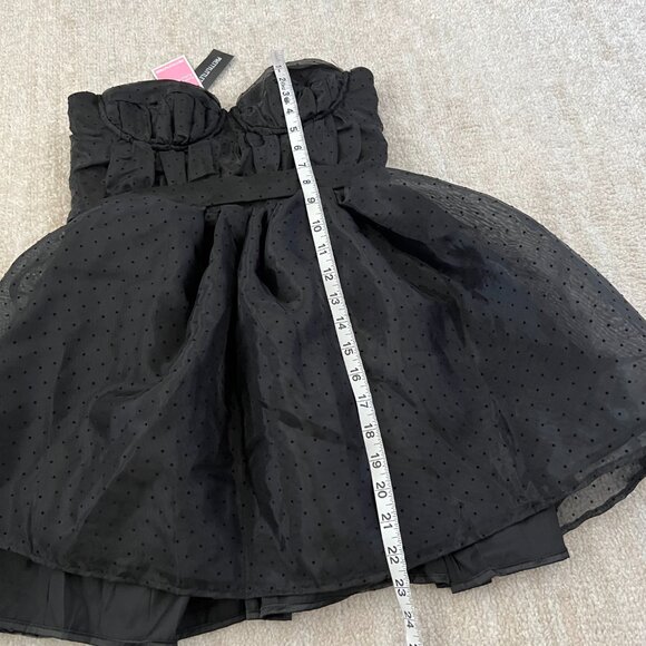 NWT PrettyLittleThing Black Strapless Corset Puffball Mini Dress 4 Formal Prom - Picture 5 of 9